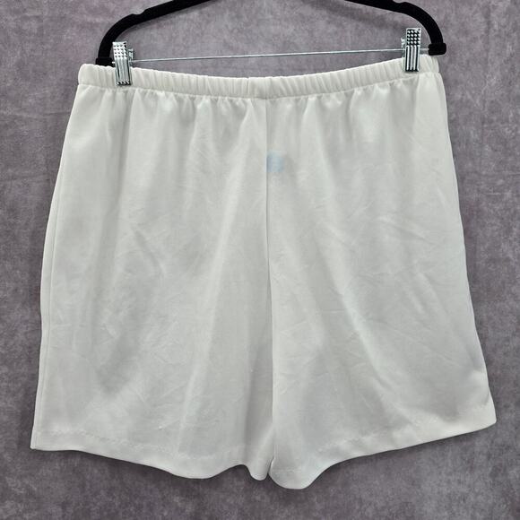 Romans White Stretch Flat Front Active Bottoms Pants Shorts 8 - Picture 2 of 7